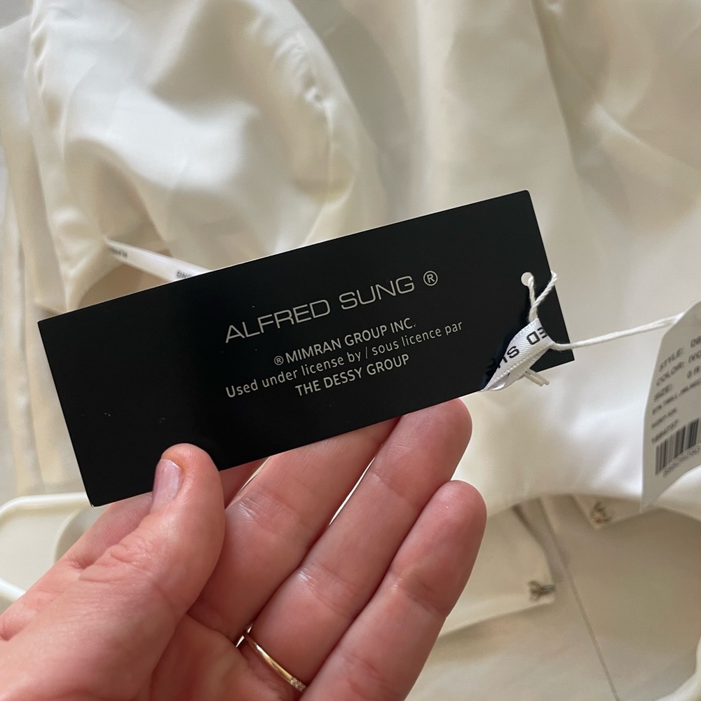Alfred Sung Ivory Satin Twill Evening Gown D819 Dessy Group - Picture 9 of 9